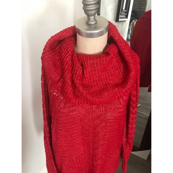 Liz Claiborne Women's Red Cable Cowl Neck Pullover Sweater XL - Picture 5 of 8